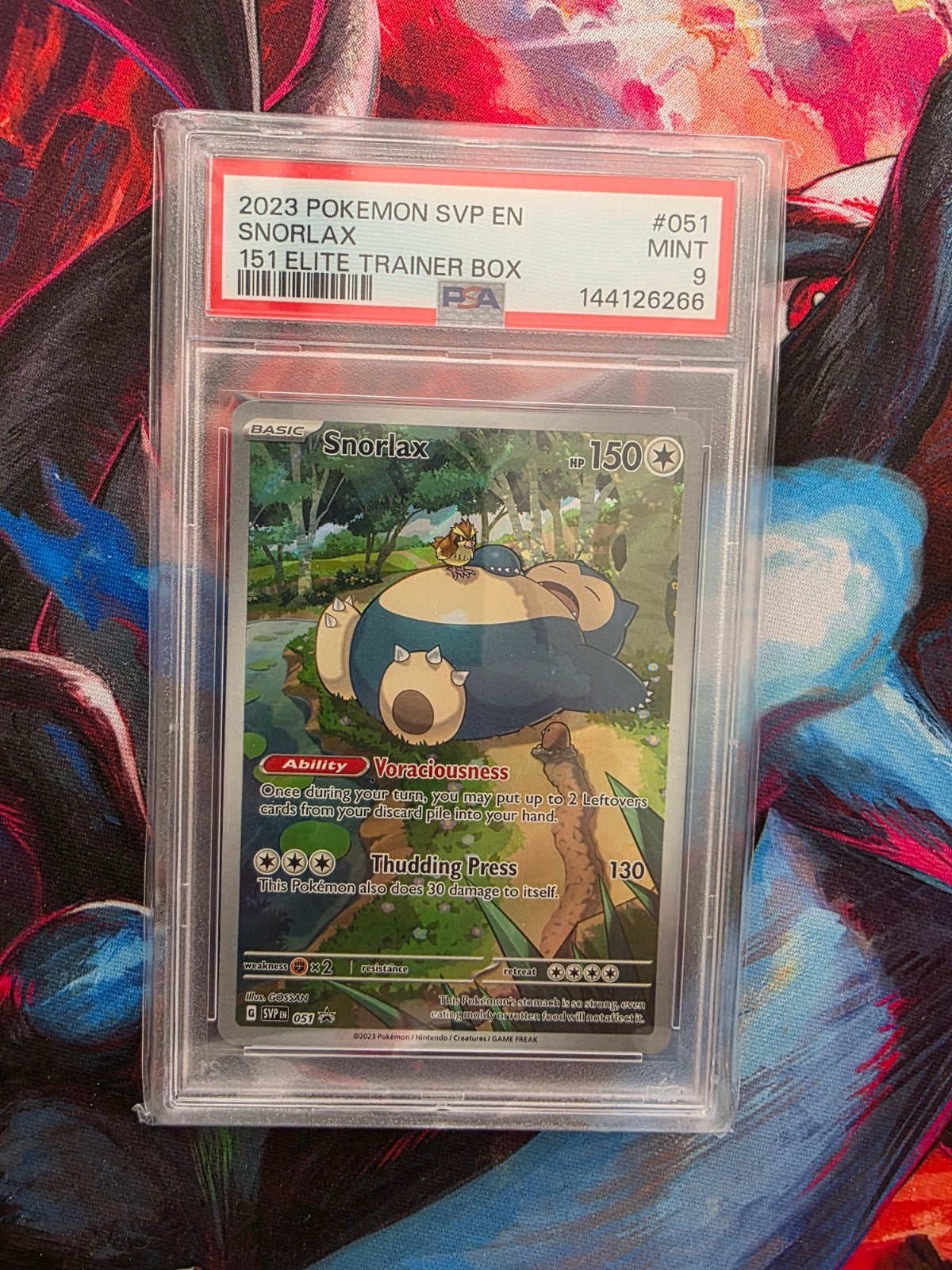 Pokemon Snorlax 151 ETB Promo PSA 9!, Ophalen of Verzenden, Nieuw, Losse kaart, Foil