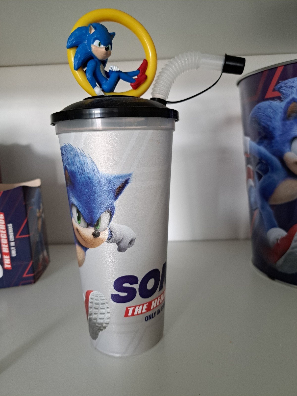 Sonic the Hedgehog bioscoop beker en popcornbakje, Ophalen, Zo goed als nieuw