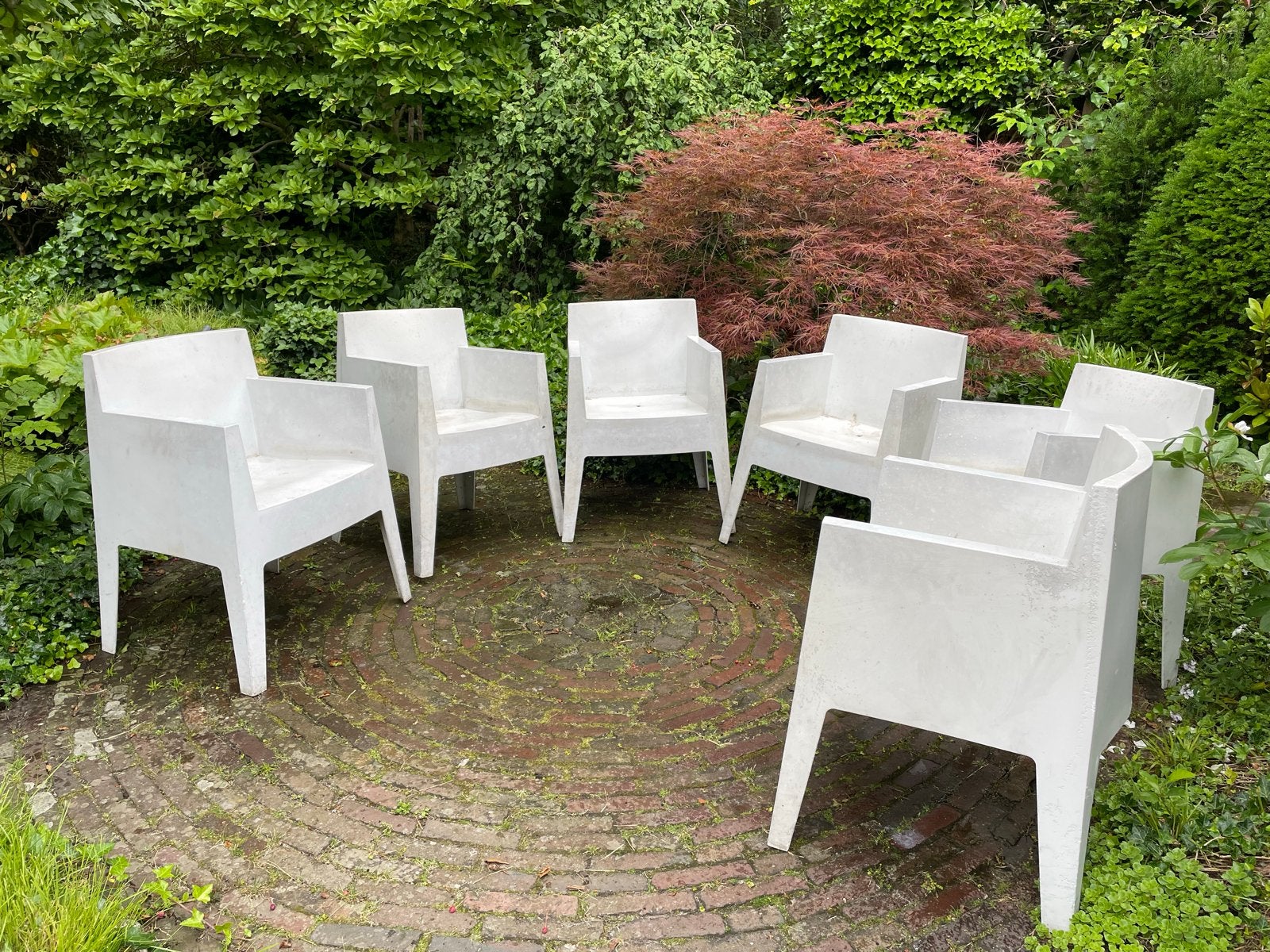 6 Philip Starck stoelen wit inclusief zwarte kussentjes, Ophalen, Kunststof, Gebruikt, Wit