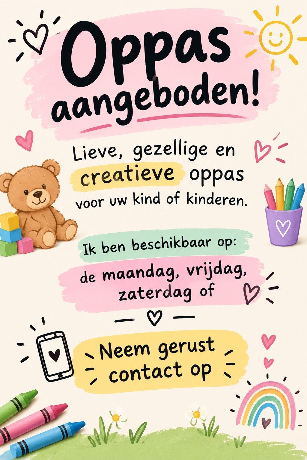 oppas voor kinderen, Kinderen en Baby's, Ophalen of Verzenden, Nieuw