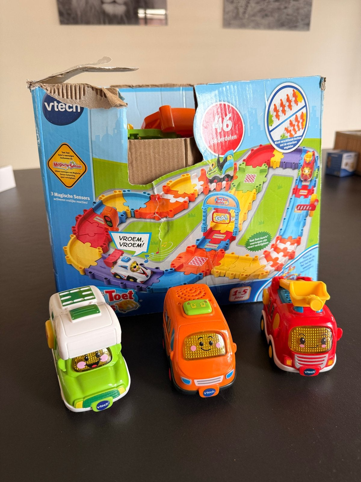 VTech Toet Toet Auto's autobaan met 3 voertuigen, Ophalen of Verzenden, Gebruikt, 6 maanden tot 2 jaar