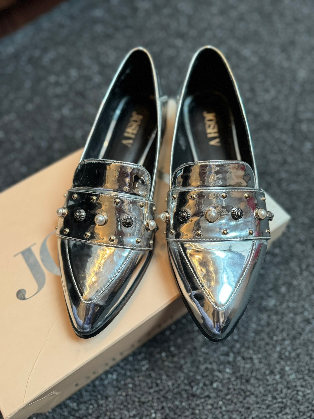 Zilveren Josh V Loafers instappers schoenen maat 36, Overige kleuren, Instappers, Ophalen of Verzenden, Zo goed als nieuw