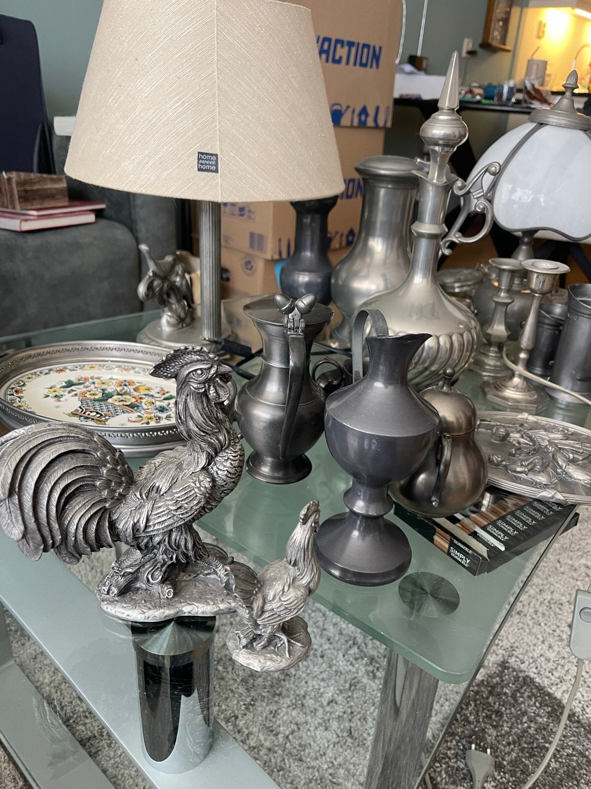 Grote collectie tinnen voorwerpen en lampen, Antiek en Kunst, Antiek | Tin, Ophalen