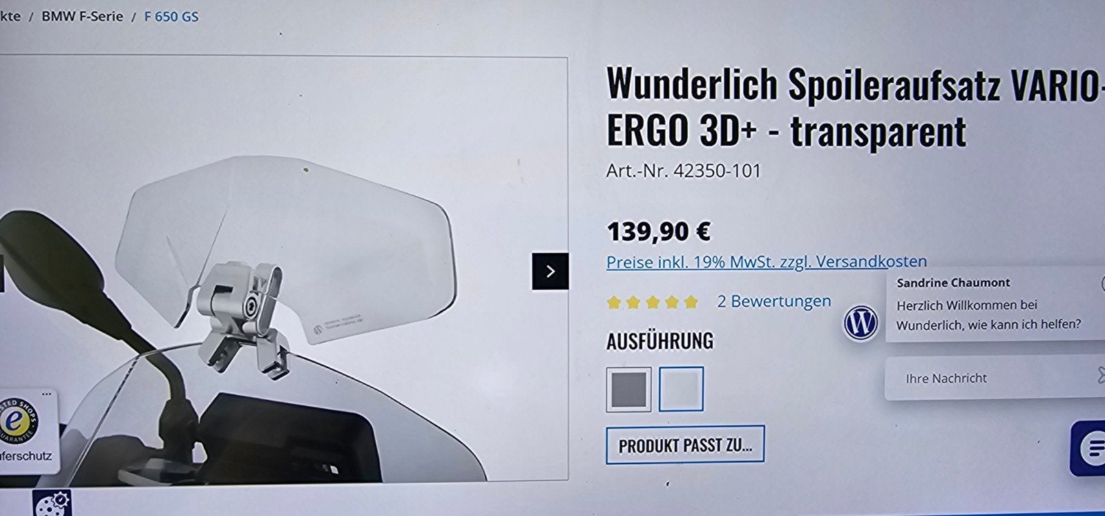 Wunderlich Windschild Vario-ergo 3D+ Transparant, Ophalen of Verzenden