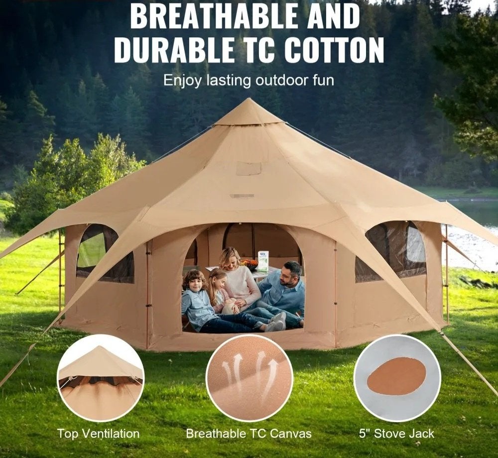 Tent groepstent bell tent bell rond grote canvas, Ophalen of Verzenden, Nieuw