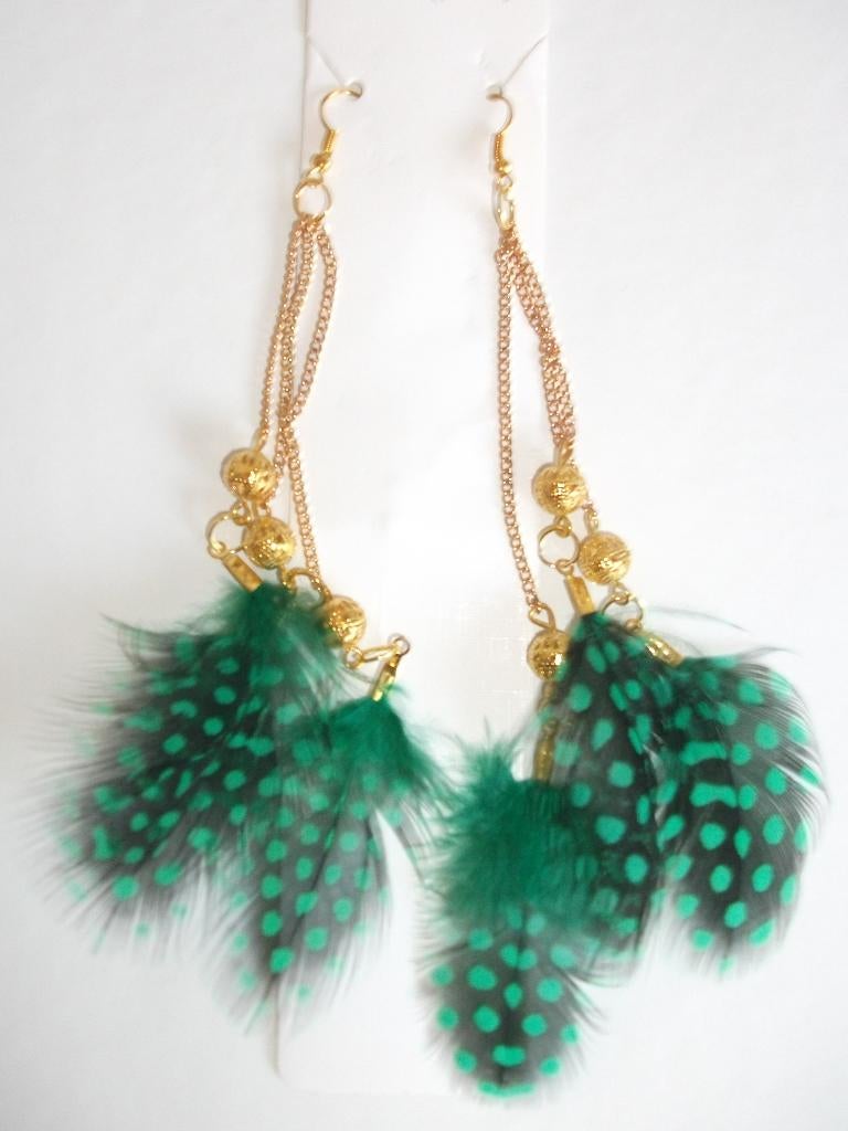 Super lange groene veren veertjes oorbellen, Overige materialen, Hangers, Nieuw, Ophalen of Verzenden