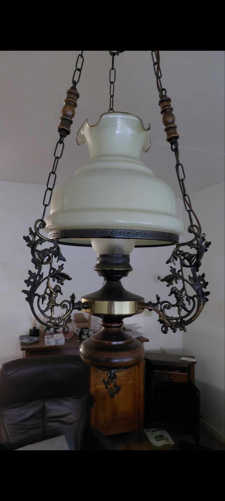 Vintage Olie Lamp - Hanglamp met Antieke Uitstraling, Ophalen of Verzenden