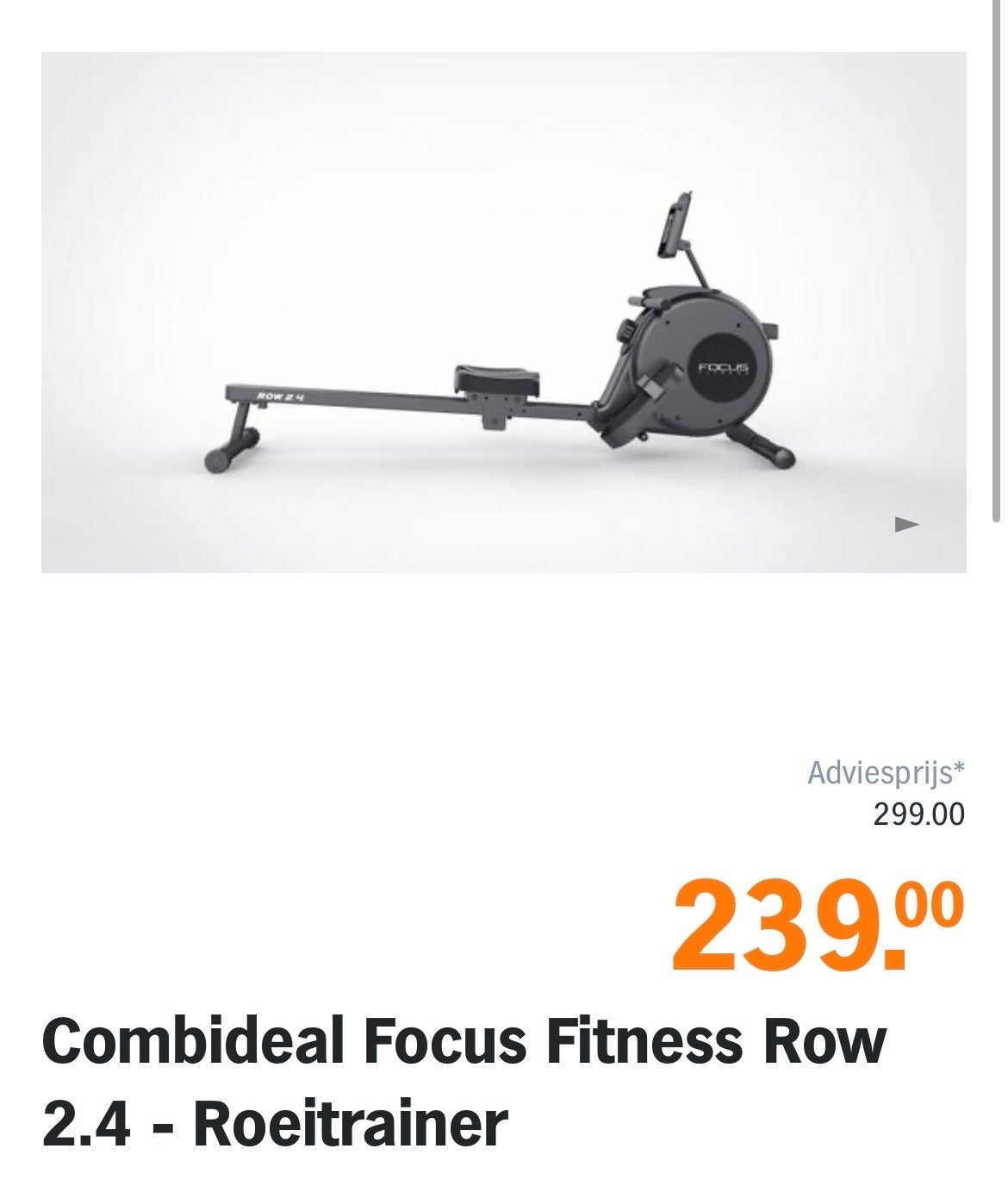 Focus Fitness Row 2.4 Roeitrainer - Zo goed als nieuw, Ophalen, Armen, Zo goed als nieuw, Metaal