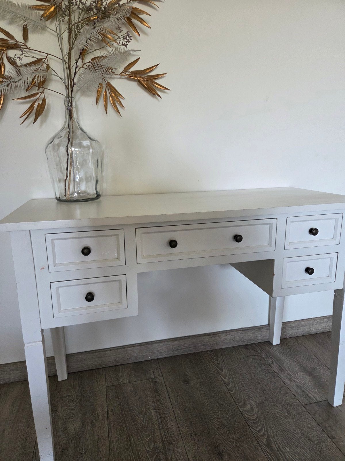 Wit bureau met lades - Klassieke stijl, Huis en Inrichting, Bureaus, Ophalen, Gebruikt, Hout, Overige merken