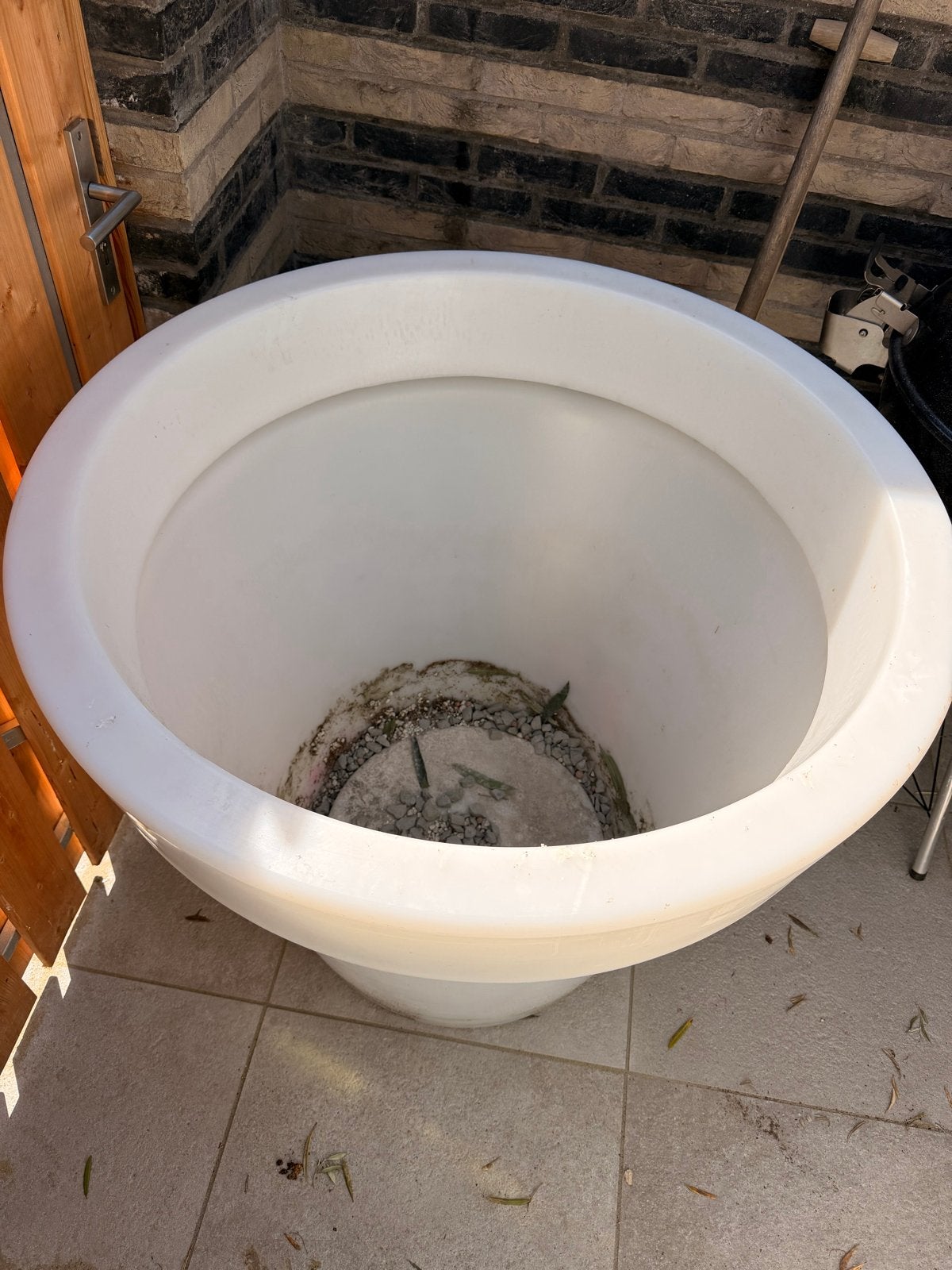 Grote witte bloempot met drainage, 100cm diameter 90cm hoog, Tuin en Terras, Bloempotten, Ophalen, Kunststof, 40 cm of meer, Rond