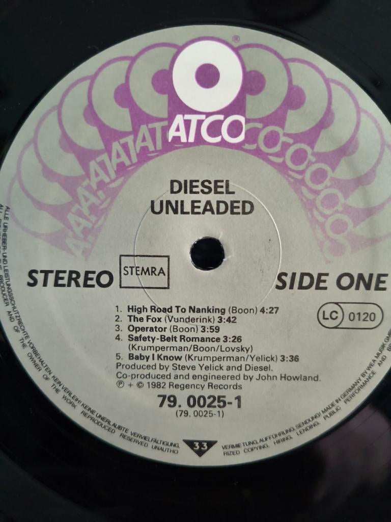 Diesel - Unleaded LP (1982) Poprock Vinyl, Cd's en Dvd's, Vinyl | Rock, Gebruikt, Originele persing, 1980 - 1989, Ophalen of Verzenden