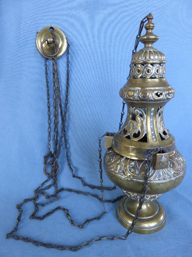 Antieke wierook brander in uitgewerkt koper – ca. 1900, Ophalen of Verzenden, Koper