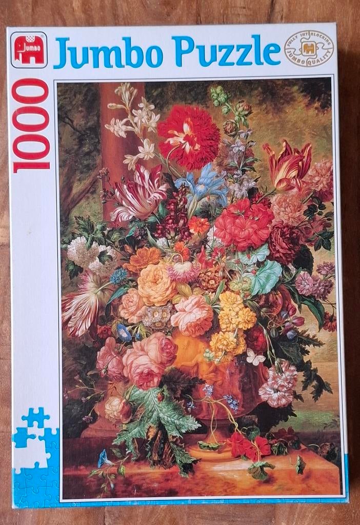 Vaas met bloemen 1000 stukjes Jumbo, Hobby en Vrije tijd, Denksport en Puzzels, Ophalen of Verzenden, 500 t/m 1500 stukjes, Zo goed als nieuw