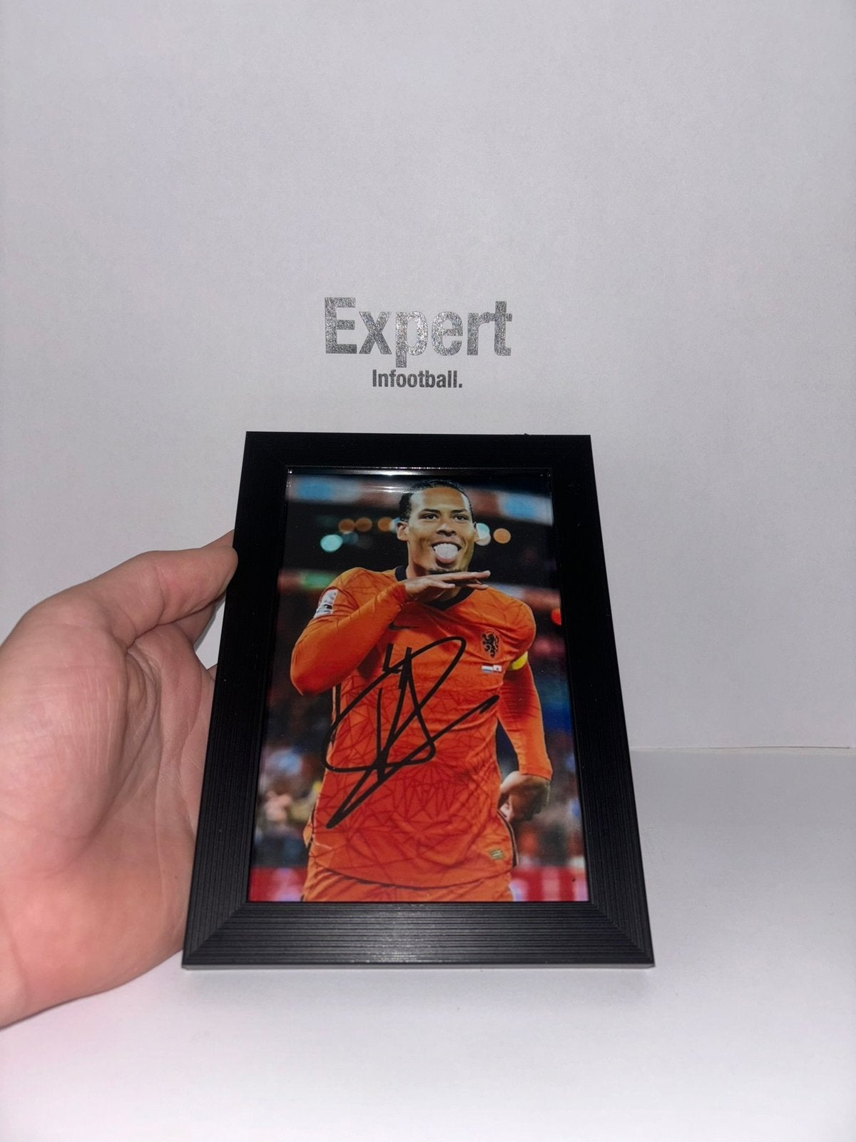 Van dijk gesigneerde foto ingelijst - nederland, Ophalen of Verzenden, Nieuw, Buitenlandse clubs, Spelerskaart