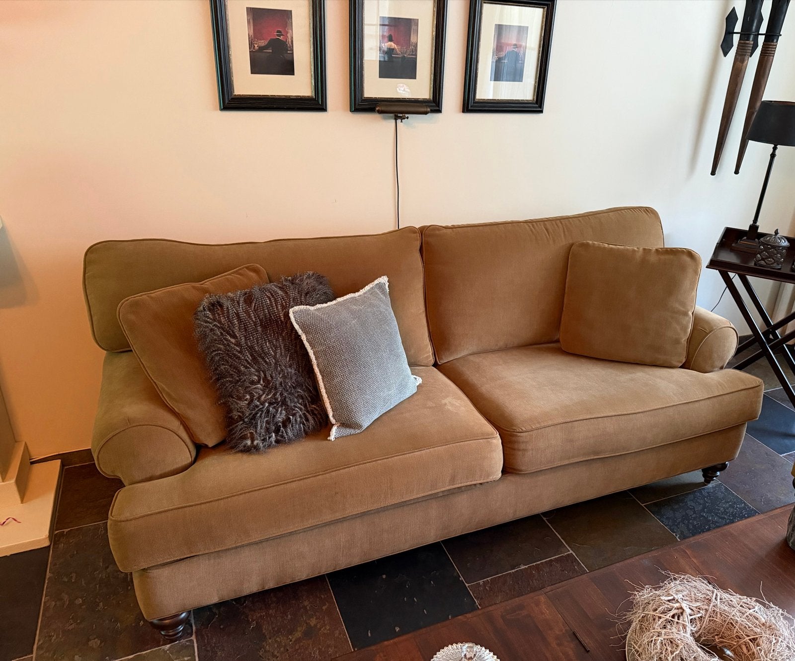 Mooie hazelnootkleurige bank van Rofra Home (225 cm), Ophalen, Driepersoons, 75 tot 100 cm, Zo goed als nieuw