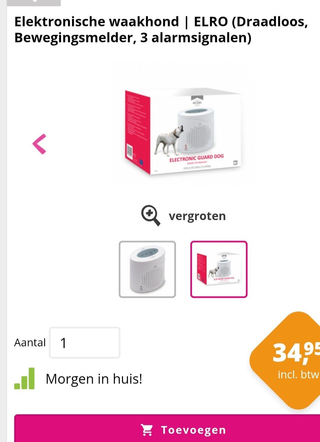 Anti-inbraak door blaffende hond! ELRO systeem., Doe-het-zelf en Verbouw, Alarmsystemen, Beweging, Detector, Sensor of Melder
