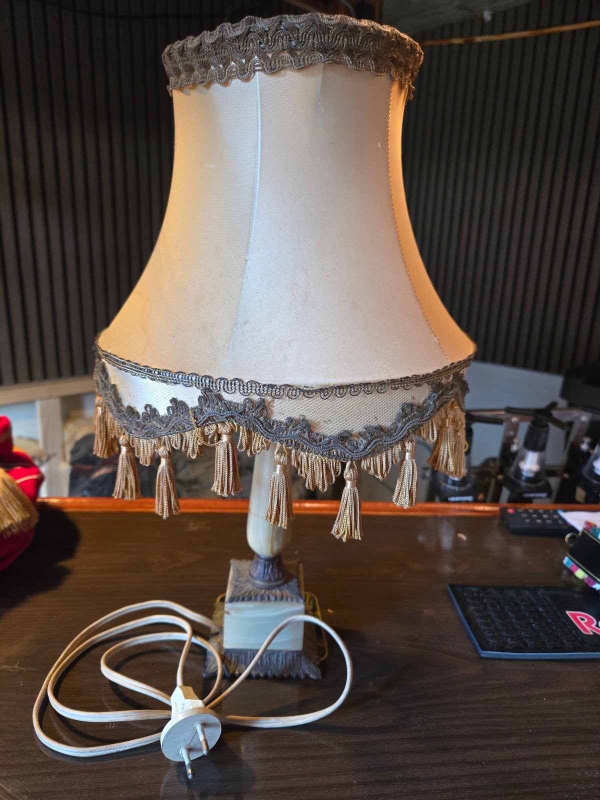 Vintage Tafellamp met Kwastjes en Marmeren Voet, Ophalen