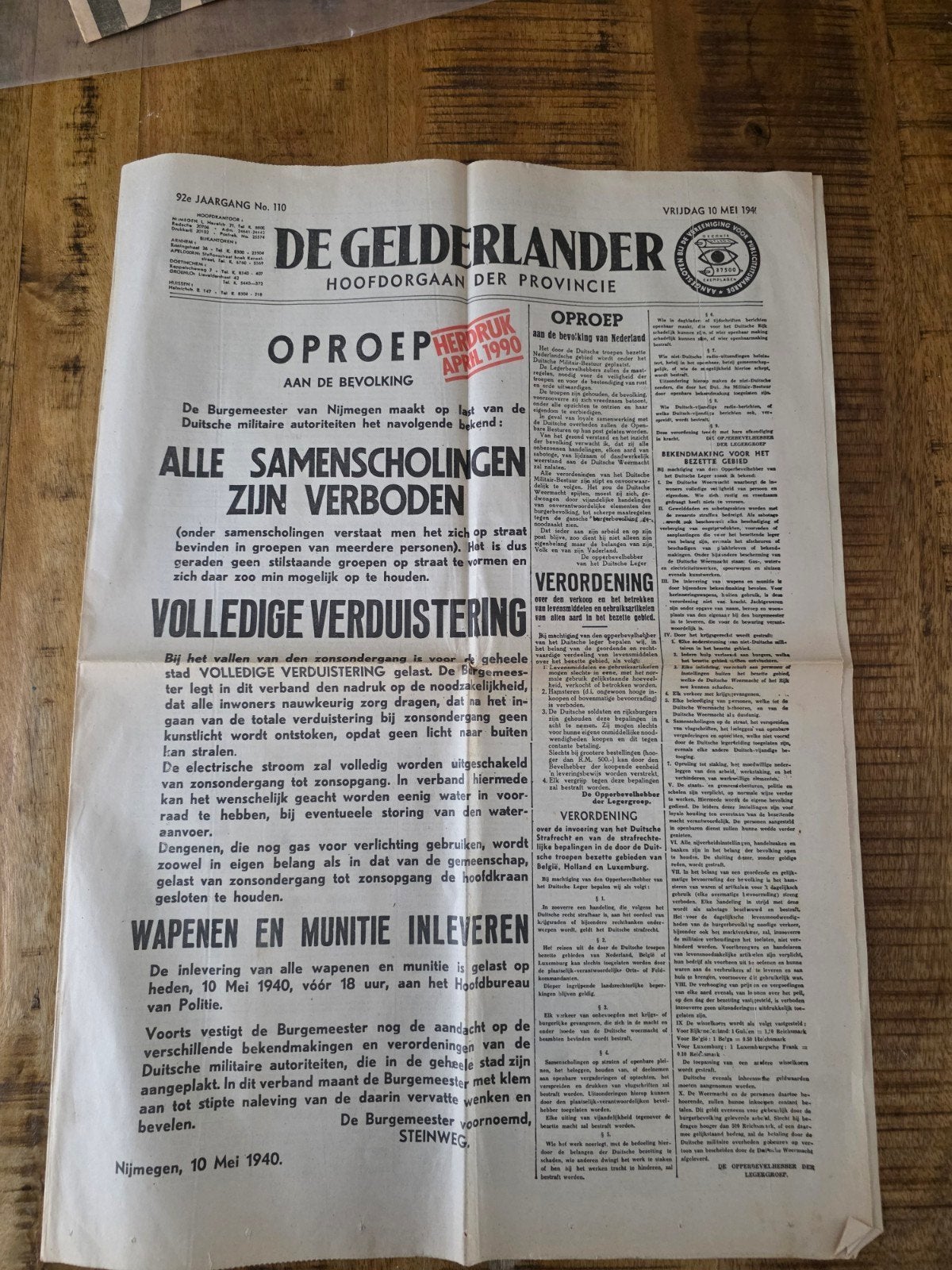 De gelderlander 1940 krant ww2, Verzamelen, Ophalen of Verzenden, 1920 tot 1940, Tijdschrift