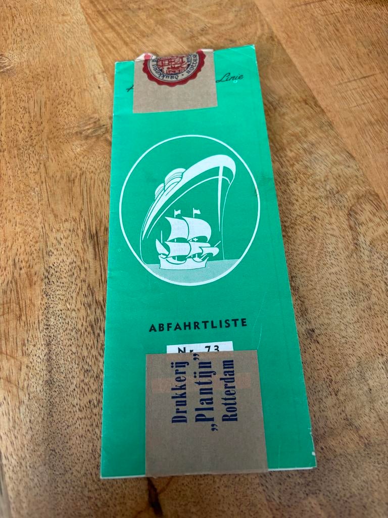 Holland Amerika Lijn Afvaartlijst Nr. 73, Ophalen of Verzenden, Zo goed als nieuw