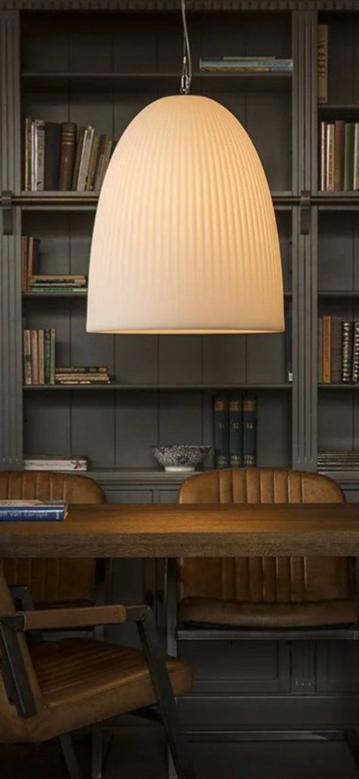 1x Formadri hanglamp bell dome Rib / kayra-calice Rib 50 wit, Ophalen, Kunststof, E27 (groot), Zo goed als nieuw