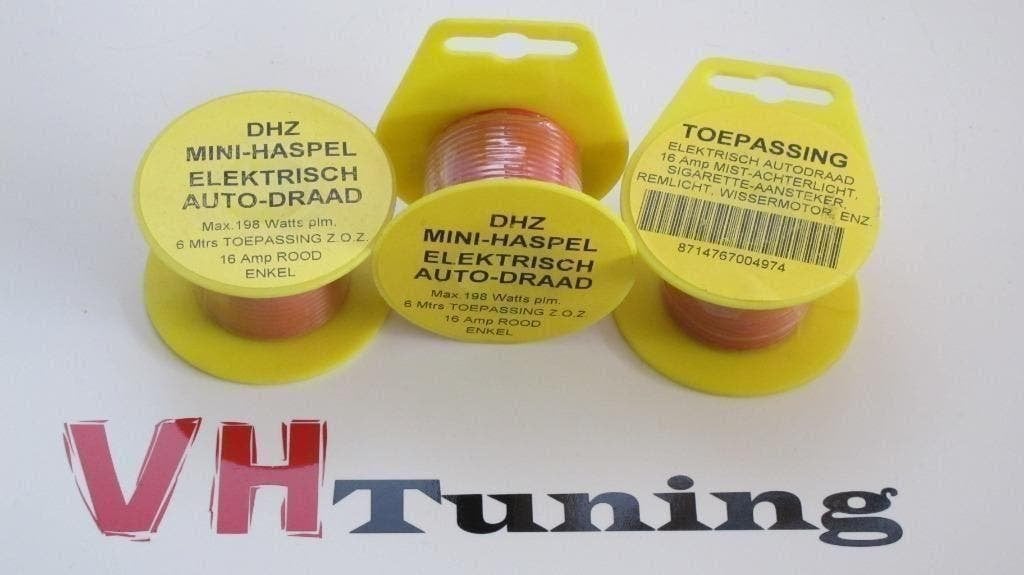 DHZ mini-haspel elektrisch auto draad 6 Meter 16Amp rood enk, Ophalen of Verzenden