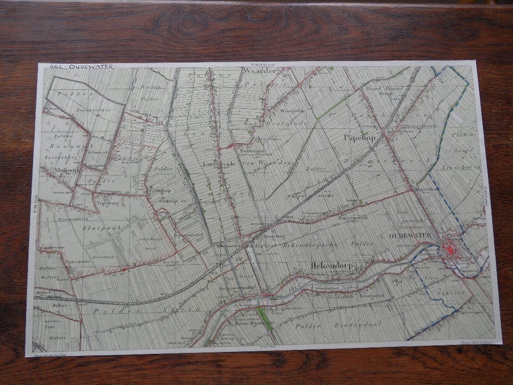 oudewater  stafkaart  hekendorp  driebruggen  1890, 1800 tot 2000, Nederland, Topografische inrichting, Ophalen of Verzenden