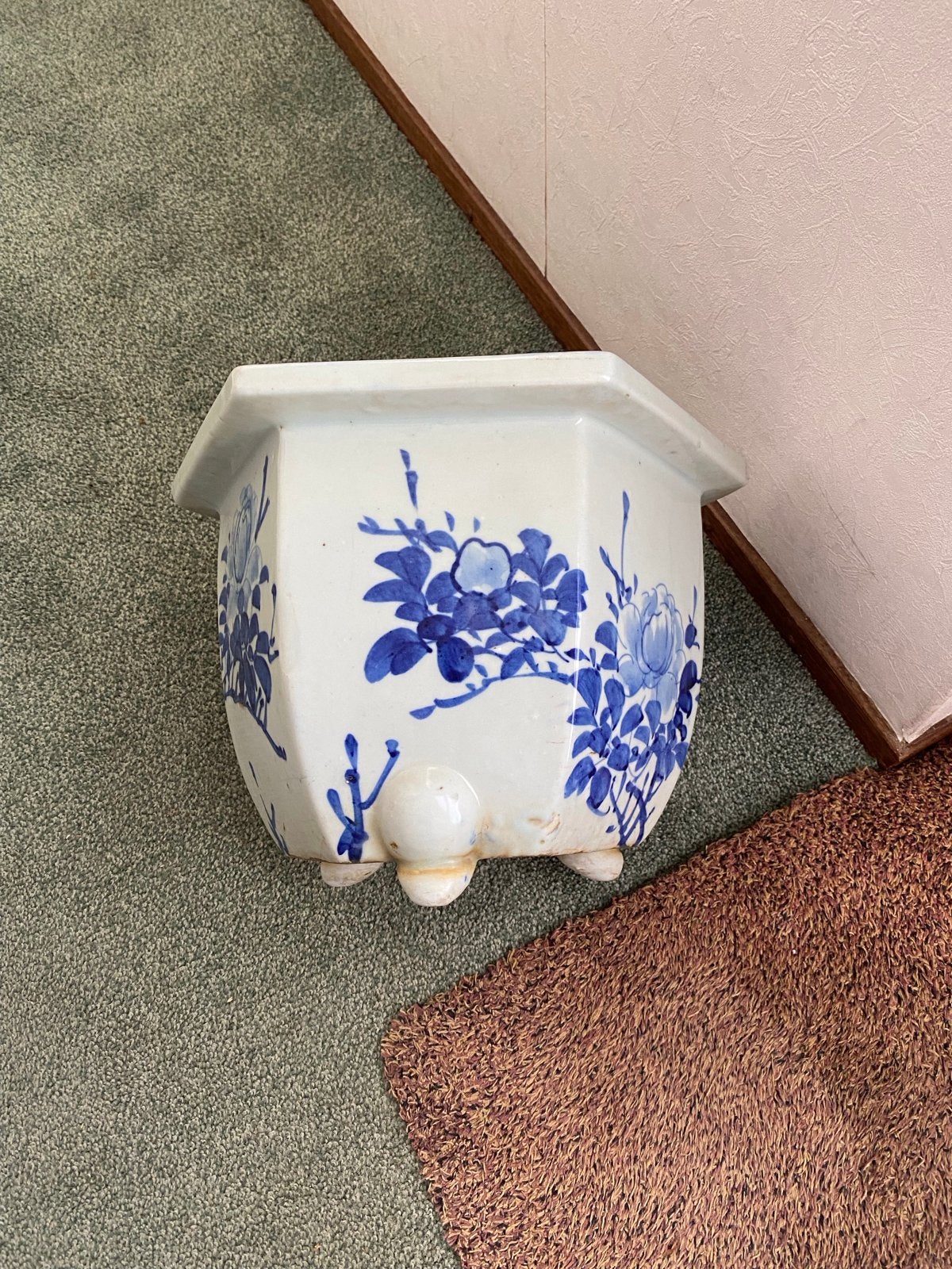 Antieke Chinese/Japanse Bloempot - Blauw-Wit Porselein, Ophalen