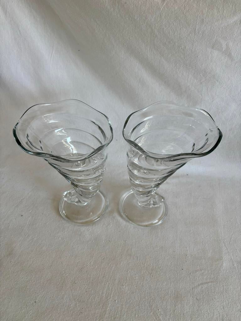 Bormioli Rocco vintage ijscoupes met spiraaldesign, Ophalen of Verzenden