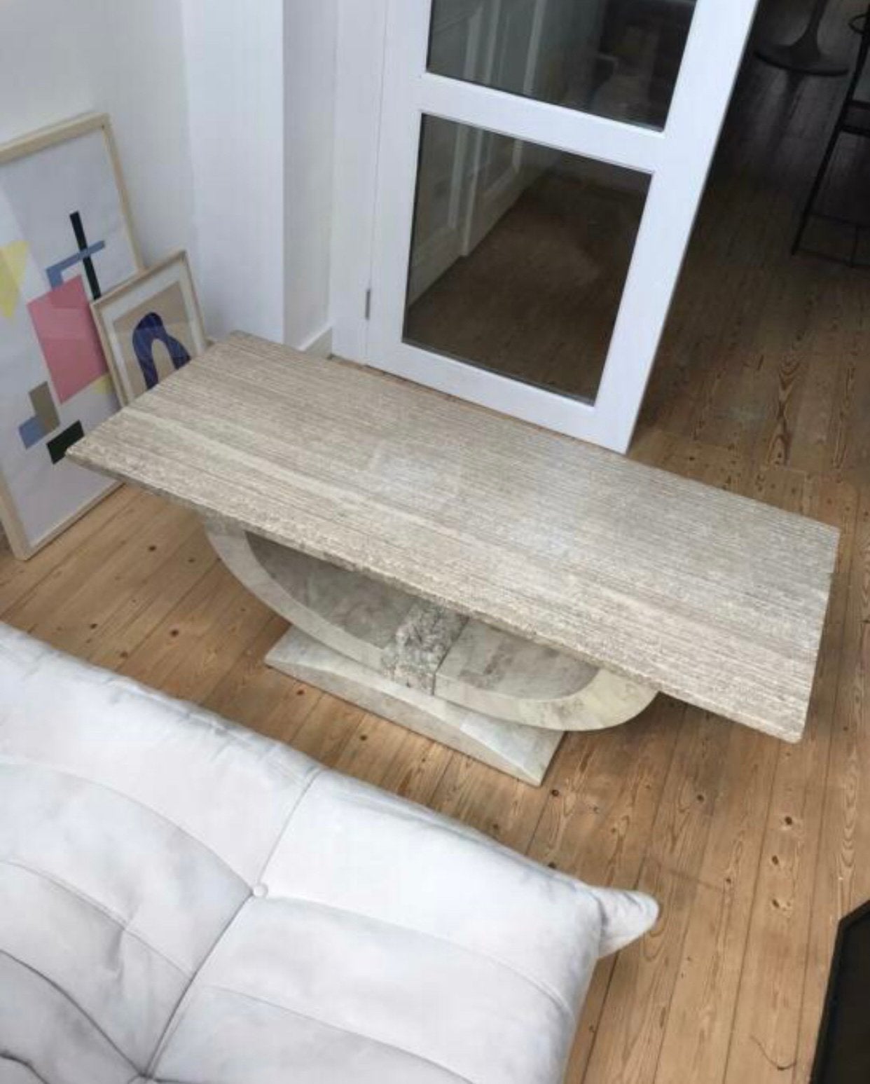 Travertin marmer salontafel, Huis en Inrichting, Tafels | Salontafels, Ophalen, Rechthoekig, 100 tot 150 cm, 50 tot 100 cm