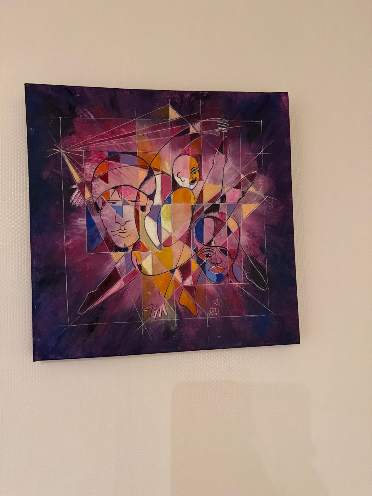 Abstract Acrylschilderij van Rien Verschuur - 50x50 cm, Antiek en Kunst, Ophalen of Verzenden