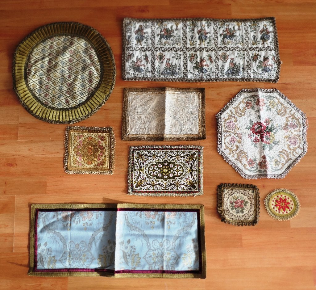 Antieke - vintage kleedjes - Gobelin, brokaat, franjes, Ophalen of Verzenden
