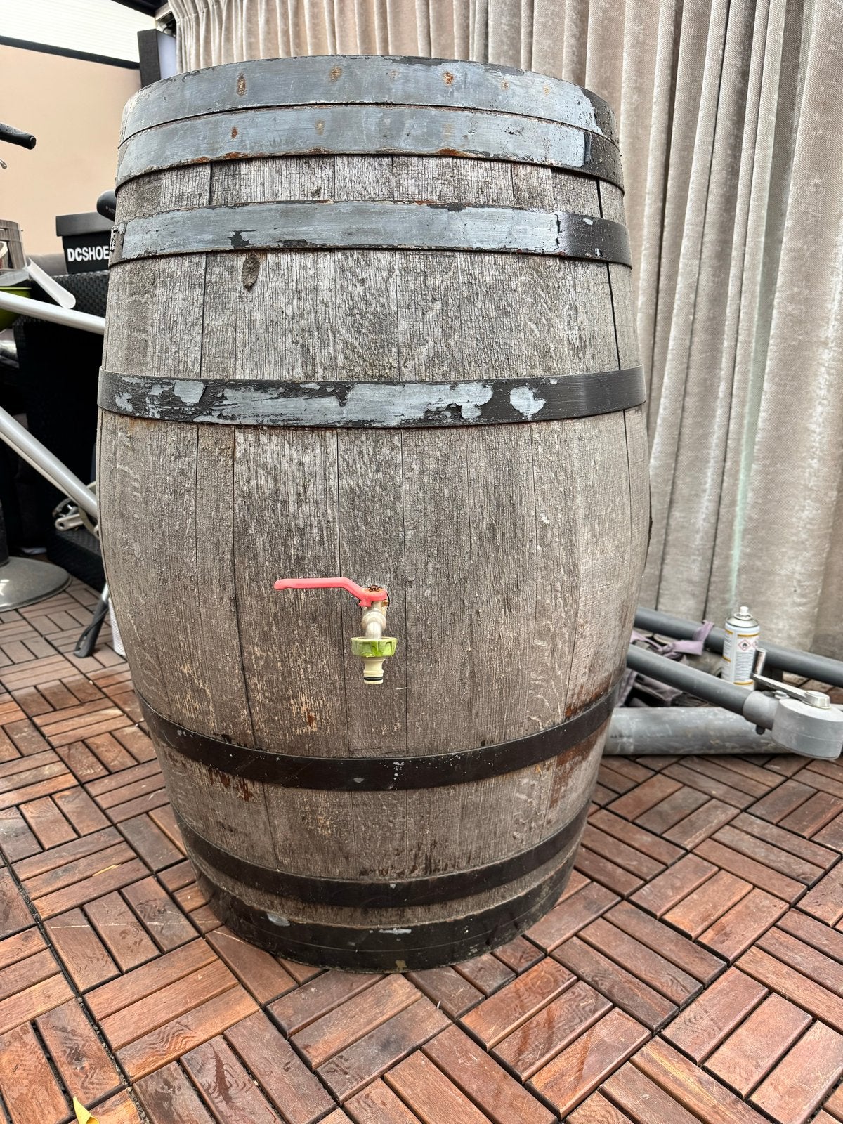 Regenton van houten wijnvat met kraantje, Tuin en Terras, Ophalen, Gebruikt, Met kraantje, 150 liter of meer