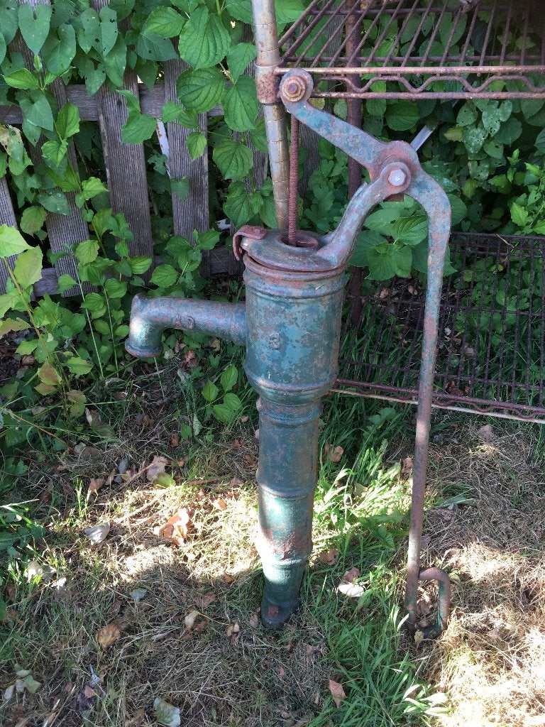antiek waterpomp groen met slinger gietijzer, Ophalen, Gebruikt, Handmatig, Overige typen