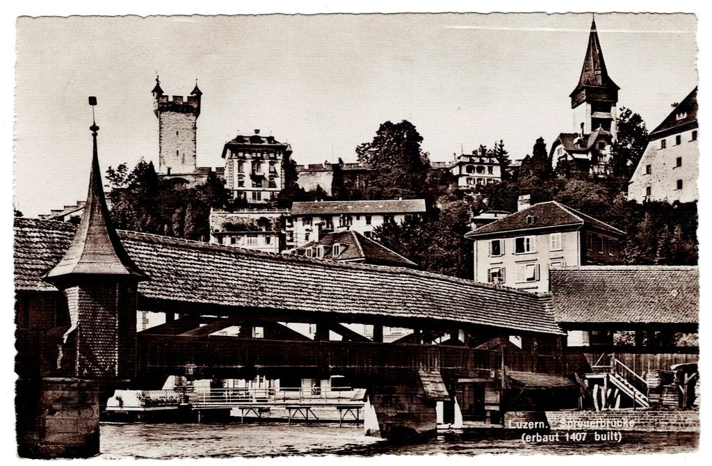 B26249 Zwitserland Luzern, brug, Ophalen of Verzenden, 1940 tot 1960, Gelopen, Overig Europa
