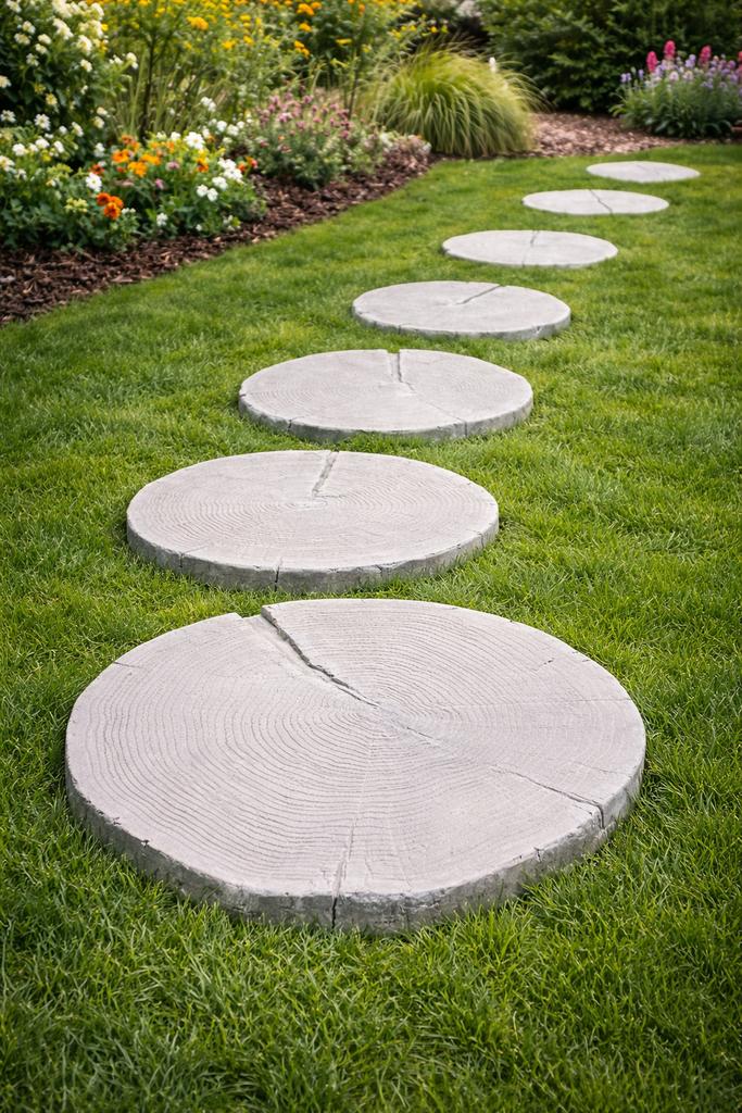Beton Staptegel Houtmotief Boomstam tuin accessoires, Ophalen, Mispel 40, Overige typen, Nieuw