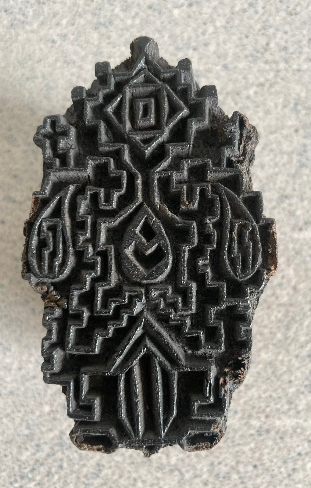 Prachtige houten batik stempel Indonesië, Hobby en Vrije tijd, Stempelen, Ophalen of Verzenden, Zo goed als nieuw, Houten stempel