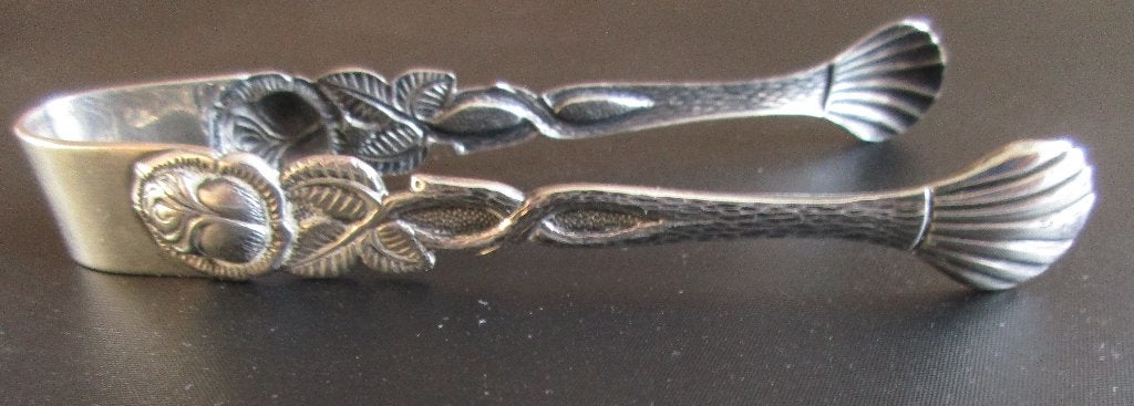 vintage verzilverde (suiker) klontjes tang met roosmotief, Ophalen of Verzenden
