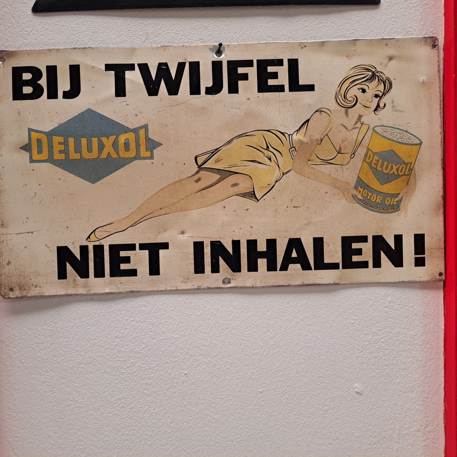 Deluxol blikken reclamebord, Ophalen of Verzenden, Gebruikt, Reclamebord