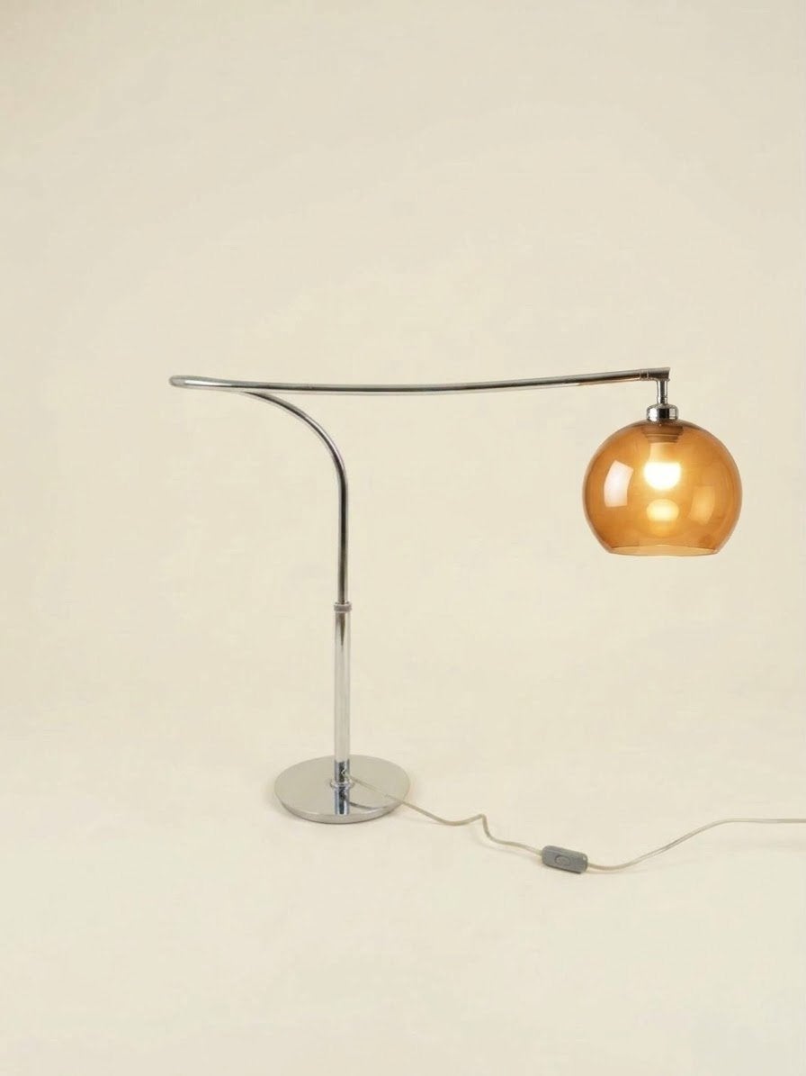 Vintage lampenvoet | Chroom | Mushroom lamp (?), Bureaulamp, Vintage, Ophalen of Verzenden, Zo goed als nieuw