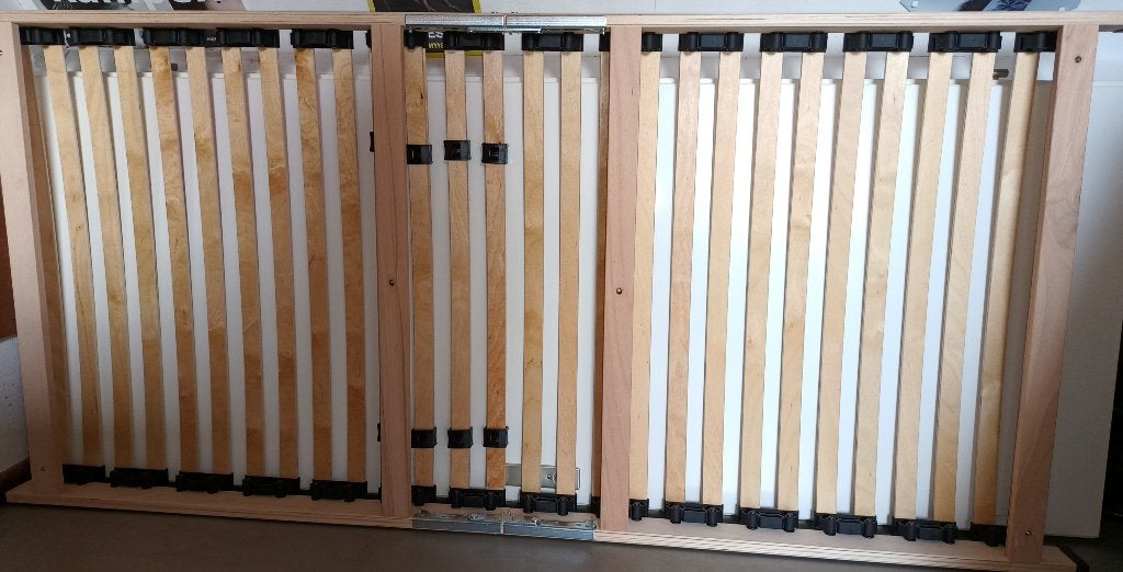 compleet 1-persoonbed-opvouwbare lattenbodem, Ophalen, 90 cm, Eenpersoons, Zo goed als nieuw