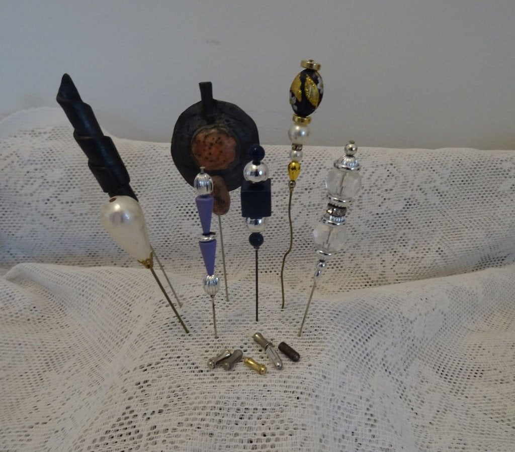 8 oude hoedenspelden., Antiek en Kunst, Antiek | Kleding en Accessoires, Ophalen of Verzenden, Dames