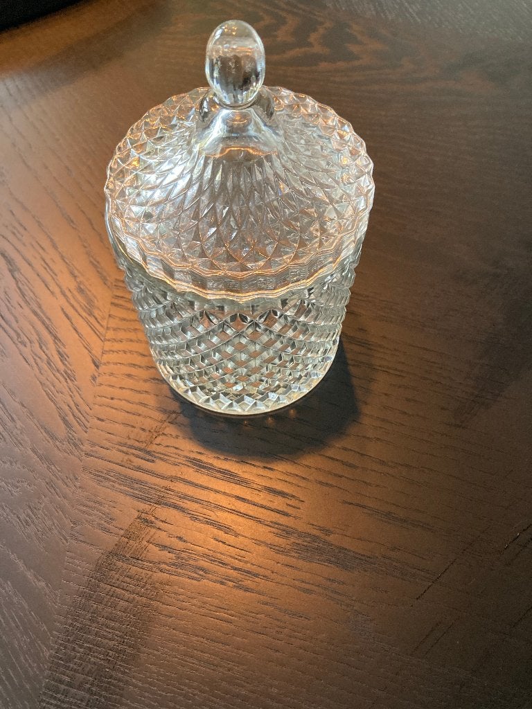 klein bonbon schaaltje met deksel kristal-look glas, Antiek en Kunst, Ophalen of Verzenden