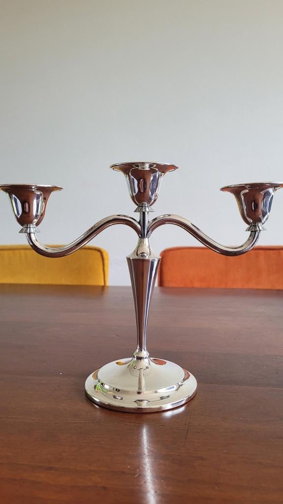 Verzilverde 3-armige kandelaar (Keltum-stijl), Ophalen of Verzenden, Zilver