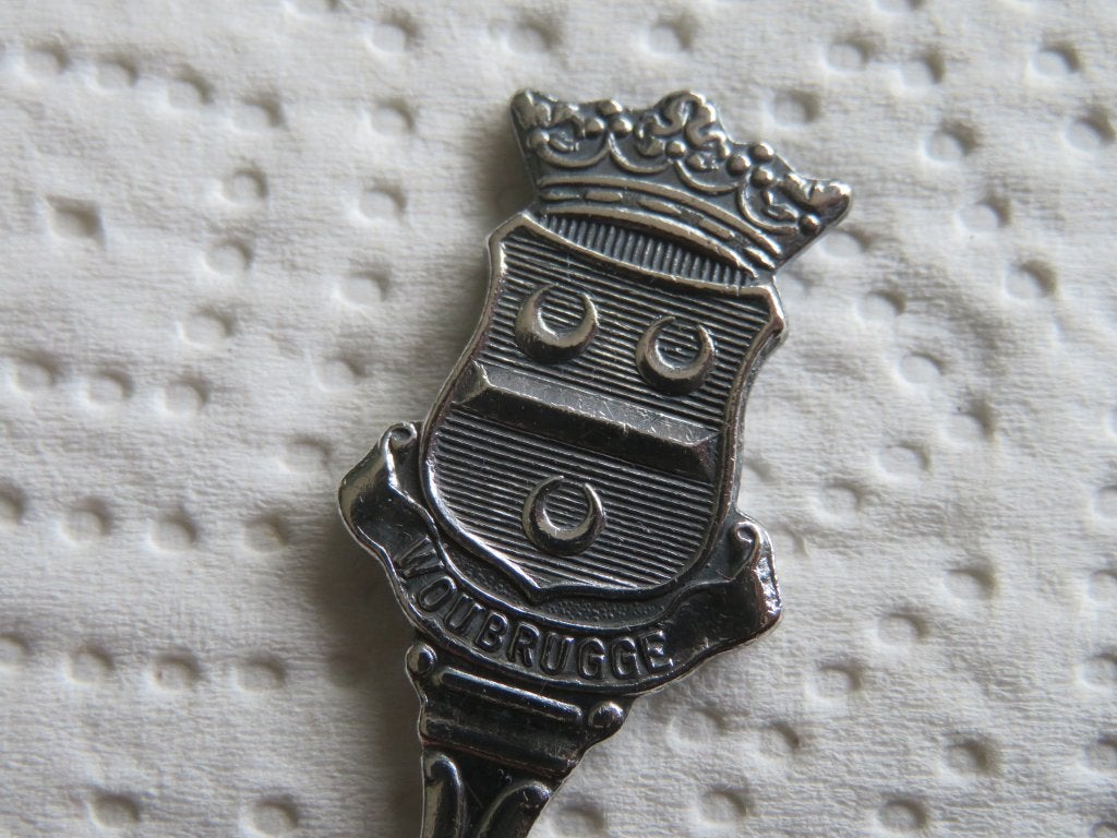 Zwaar Verzilverd Sola Lepeltje Wapen Woubrugge, Overige materialen, Verzenden, Verzilverd, Zo goed als nieuw