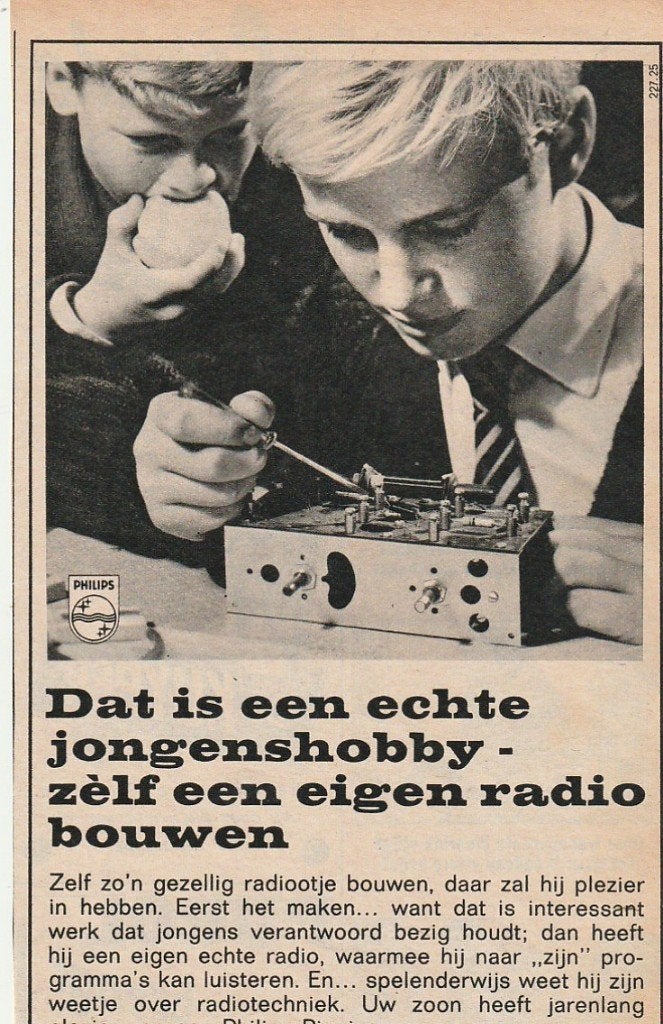 Retro reclame 1962 Philips pionier radio bouwdoos, Verzenden, Overige typen