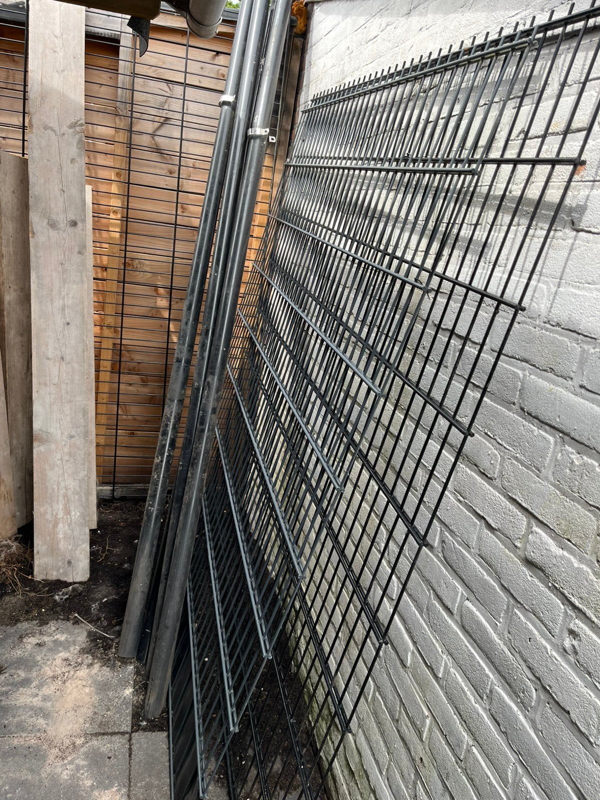 Hekwerk dubbelstaaf RVS, Tuin en Terras, Ophalen of Verzenden, Gebruikt, IJzer