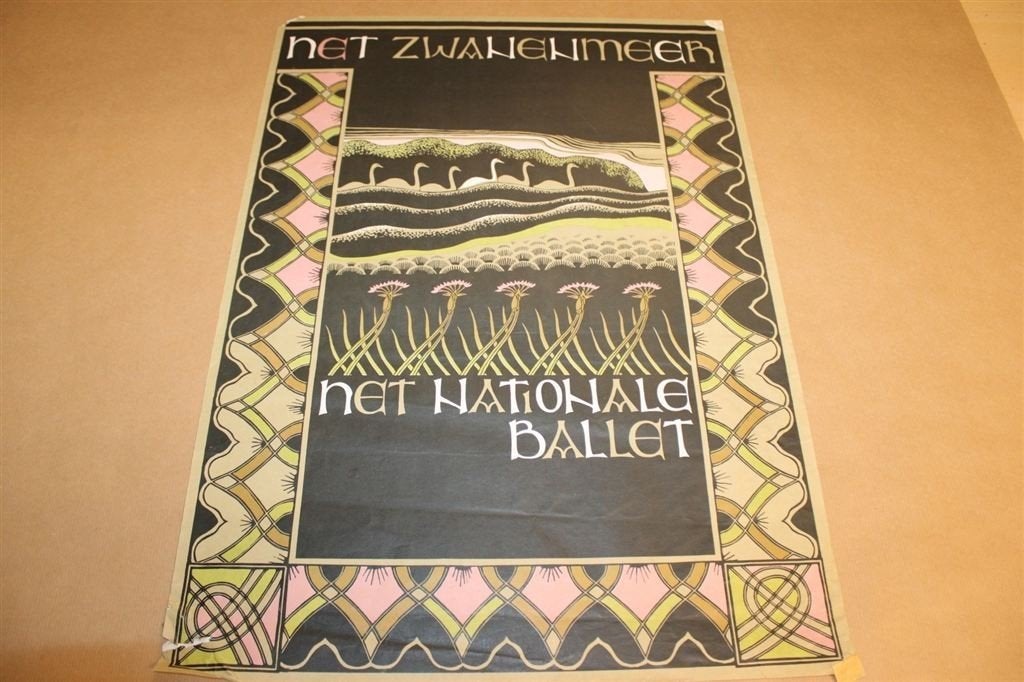 Origineel affiche - Nationale Ballet - Het Zwanenmeer- 1975, Ophalen of Verzenden, Gelezen, Ballet of Musical