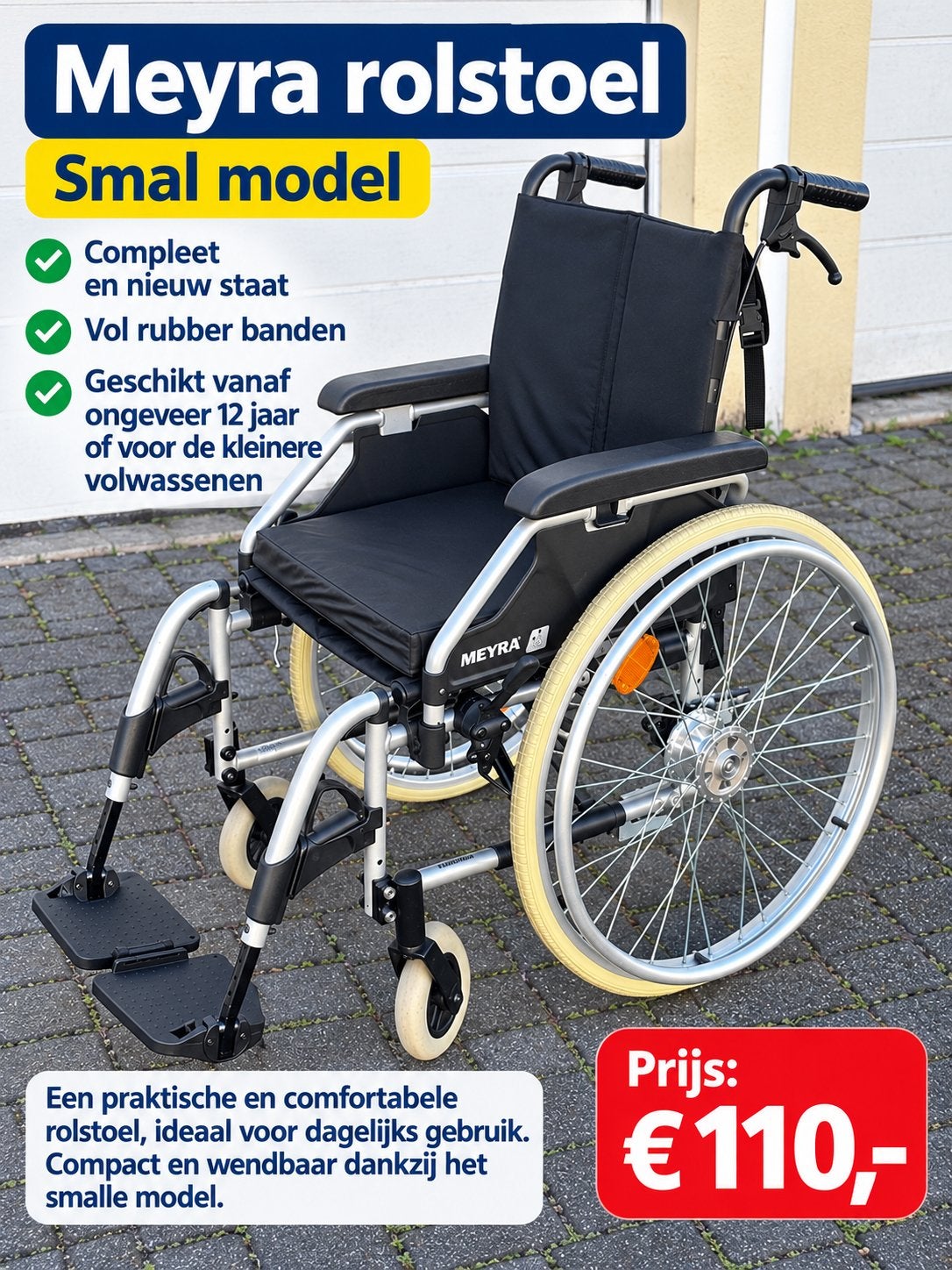 Smal model Meyra rolstoel geschikt vanaf ongeveer 12 jaar, Meer info ☎️0️⃣6️⃣➖2️⃣0️⃣9️⃣0️⃣1️⃣0️⃣4️⃣0️⃣, Zo goed als nieuw, Nederland