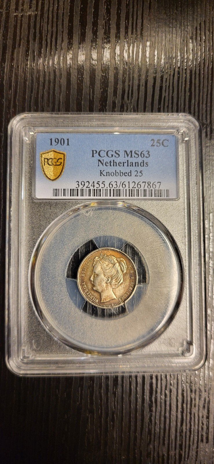 Zeldzame Nederlandse zilveren 25 cent, Knobbed 25 munt 1901, Zilver, 25 cent, Ophalen of Verzenden, Koningin Wilhelmina