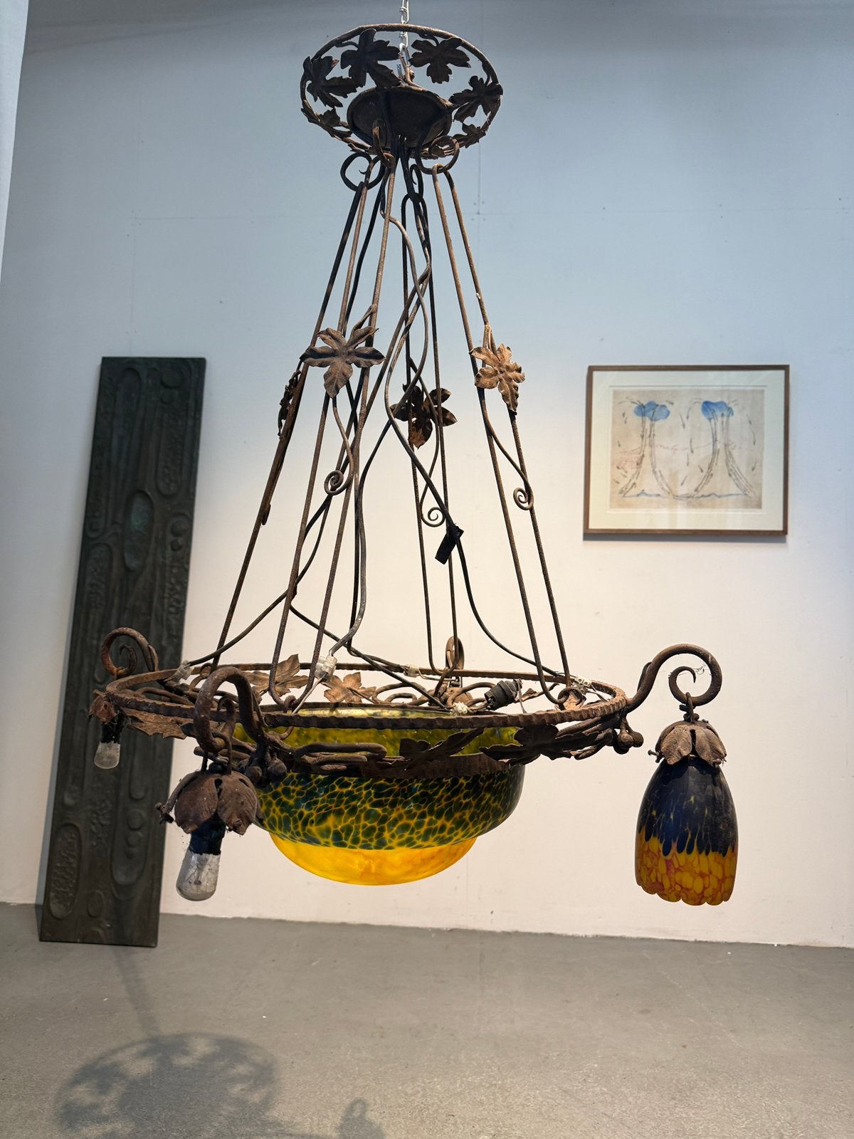 Art Deco hanglamp voor onderdelen of restauratie, Antiek en Kunst, Ophalen